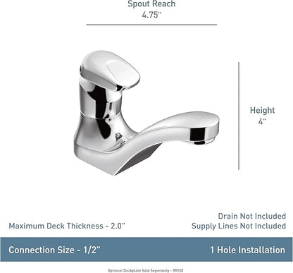 Moen Commercial Chrome M-Press Single-Mount Metering Bathroom Sink Faucet, 0.5 GPM, 8884