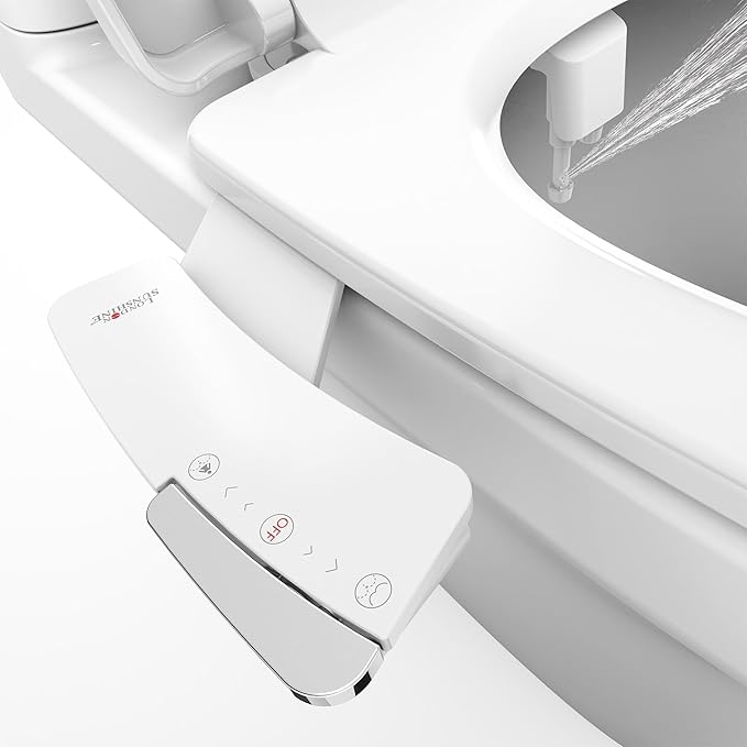 Ultra-Slim Dual-Nozzle Bidet Attachment - Adjustable Cold Water Pressure, Stainless Steel, Hygiene Upgrade,Non-Electric Bidet, (Silver)