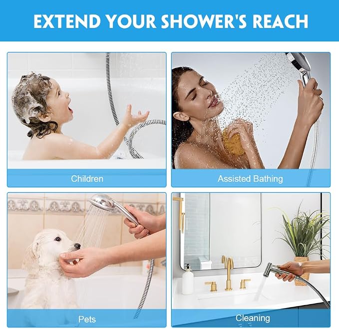 Shower Hose, 70 Inches Extra Long Shower Head Hose Stainless Steel Plated Nut &Stainless Steel Insert