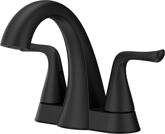 Pfister Willa Bathroom Sink Faucet, 4-Inch Centerset, 2-Handle, 3-Hole, NSF Certified, Spot Defense Matte Black Finish, LF048MALSDB