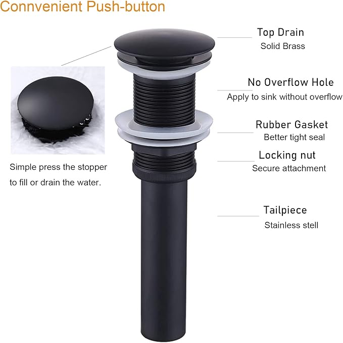 Bathroom Vessel Sink Faucet Black Waterfall One Hole Bowl Sink Faucet Bathroom Faucets Tall Single Handle with Drain Assembly Farmhouse Vanity Lavatory Deck Mount Supply Lines Hose