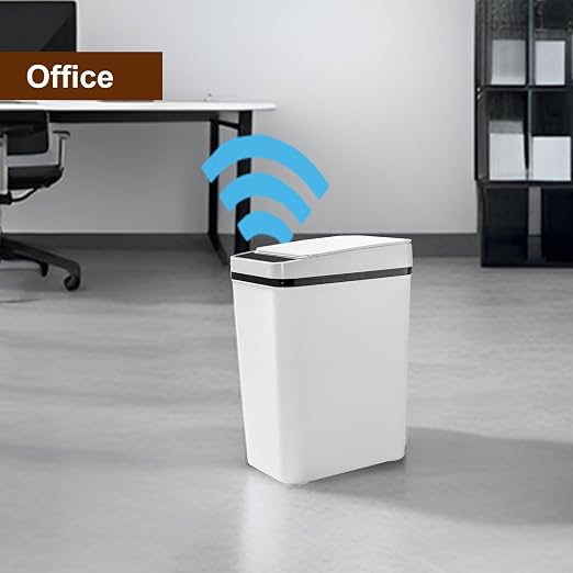 3 PACK - Bathroom Garbage Can with a Lid - 2.5 Gallon Automatic Trash Cans | Bedroom, Office - Small Smart Trash Can Touchless - Plastic, Narrow, Auto Open - Motion Sensor Trash can Bathroom ( White )
