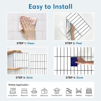 3D Peel and Stick Backsplash Tiles, 10 Pcs 12" x 12", White | Glossy Vinyl Backsplash Sticker for Renter Friendly Kitchen Bathroom DIY Wall Makeover, Cover 10 sq ft，Removable，Waterproof