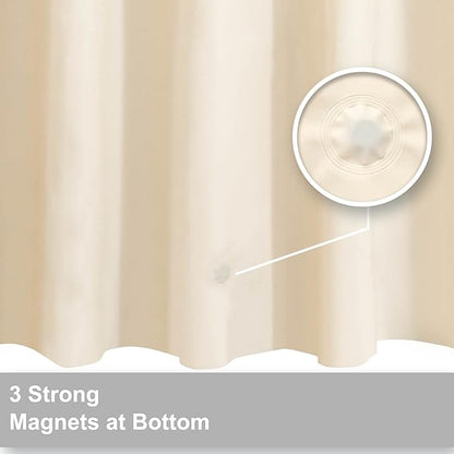 Barossa Design Extra Long Beige Shower Curtain Liner with 3 Magnets - 72" x 84" XL, Waterproof PEVA Lightweight Shower Liner for Bathroom, PVC Free, Metal Grommets - Beige, 72x84