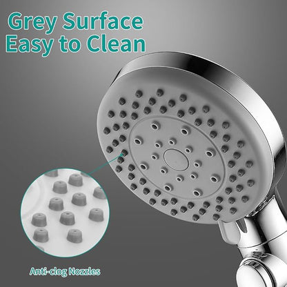 Handheld Shower Head with 79" Extra Long Hose 7 Modes, Chrome | High Pressure Shower Head with On/Off Switch Button, Powerful Wash Modes, for Baby and Pets Bath