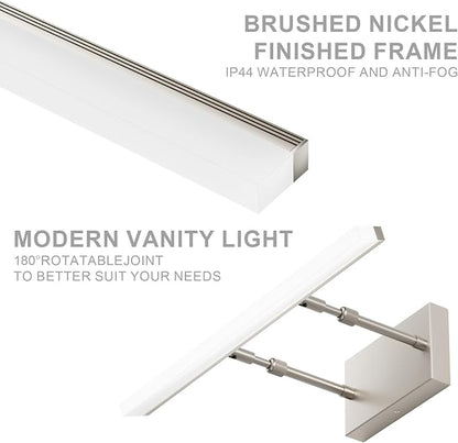 Aipsun Brushed Nickel Vanity Light Adjustable 20 inch Modern LED Bathroom Light Fixtures Over Mirror Rotatable Vanity Lighting 5500K