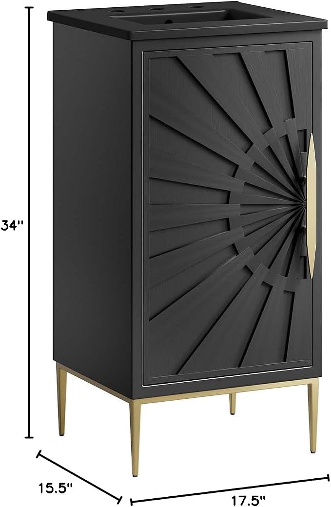 Modway Awaken Bathroom Vanity Cabinet, 18", Black Black