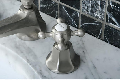 Kingston Brass KS4461BX Metropolitan Widespread Lavatory Faucet with Metal Cross Handle, Polished Chrome, 8-Inch Adjustable Center