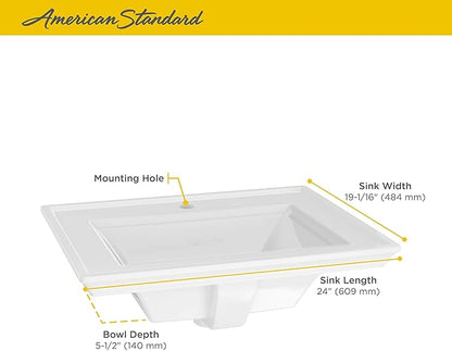 American Standard 1203001.020 Town Square S Countertop Sink, Center Hole, White