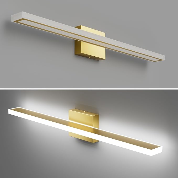 31.5inch Gold LED Bathroom Vanity Light Bar 24W Modern Bath Light Fixture Over Mirror Vanity Light Cool White 6000K