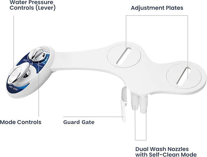 LUXE Bidet NEO 180 - Dual Nozzle, Self-Cleaning, Non-Electric Bidet Attachment for Toilet Seat, Adjustable Water Pressure, Rear & Feminine Wash, with Lever Control (Blue)