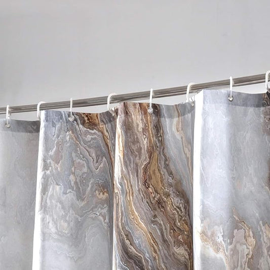 Shower Curtain Marble Texture for Bathroom, Brown Polyester Fabric Waterproof Bathroom Decor,54 x 78 Inch,Stall Size
