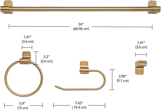 Globe Electric 51638 3-Light Vanity All-in-One Bathroom Set, 5 Piece Gold Finish