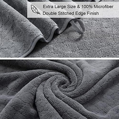 Ycosy 2 Pack Hand Towels Set 16"x31",Grey Towel Set for Bathroom,Quick Dry Thick and Highly Absorbent Hand Towel,Ultra Soft Microfibers Premium Towel Set for Bathroom Hotel,Spa,Gym