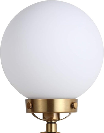 JONATHAN Y 6" Brass Gold/Black/White 1-Light LED Wall Sconce Vanity Lighting, Clear Glass Globe Shade Modern Contemporary Sconce for Bathroom Mirror, Hallway, UL Listed (JYL9056B)