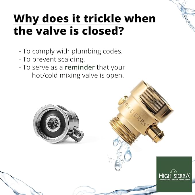 High Sierra® - CLASSIC™ Solid Lead-Free Metal 1.25 GPM Award Winning. Ultra Low Flow Shower Head with Trickle Valve. Patented Nozzle Never Clogs - Oil Rubbed Bronze Finish