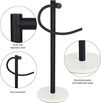 19 inch Matte Black Hand Towel Holder Stand ,Hand Towel Bar Bathroom Vanity Countertop Towel Holder Free Standing,Stainless Steel Towel Ring Hardware Accessories Towel Rack