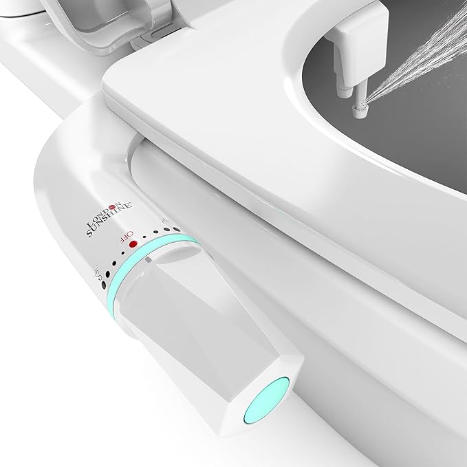 Ultra-Slim Dual-Nozzle Bidet Attachment - Adjustable Cold Water Pressure, Stainless Steel, Hygiene Upgrade,Non-Electric Bidet，Fluorescent White (Fluorescent White)