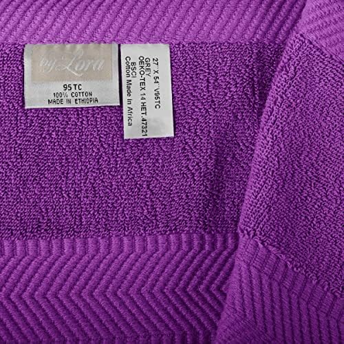 BY LORA 8-Pc Cotton Towel Set, Quick Dry Hotel Bath Hand Washcloths, Eggplant