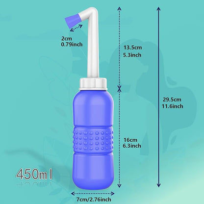 2PCS Pink+Blue Portable Bidets +Water Seal Cap - 15oz Peri Bottle for Postpartum Perineal Care- Baby Travel Bathing kit, Travel Bidet Bottle - 450ml Portable Bidet for Birth Tears, Hemorrhoids, Pain