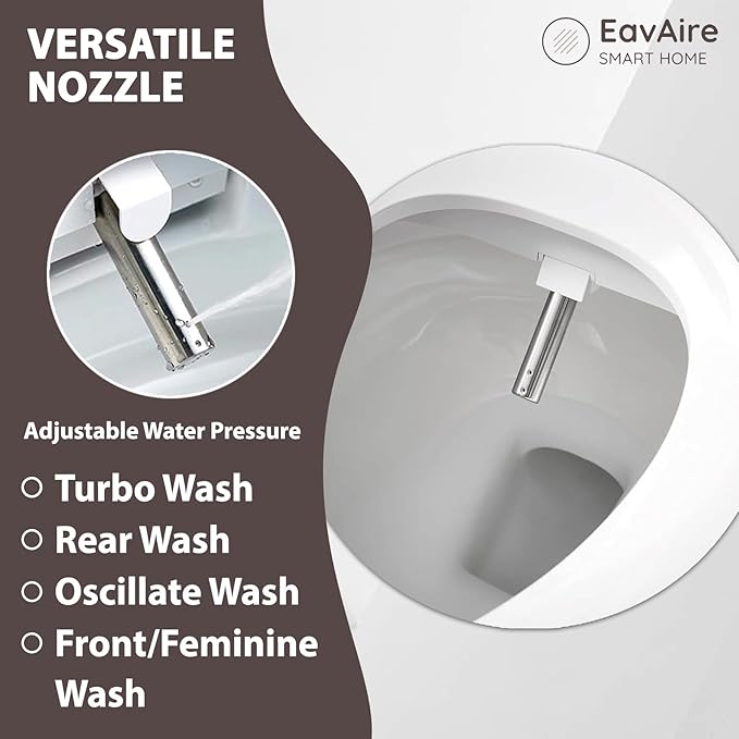 Electric Smart Toilet Seat Bidet with Slow Close Lid Cover, Instant Heated Seat, LCD, Adjustable Water Pressure & Temperature, Dual Positions, Self-Cleaning Nozzle, Night Light- Elongated