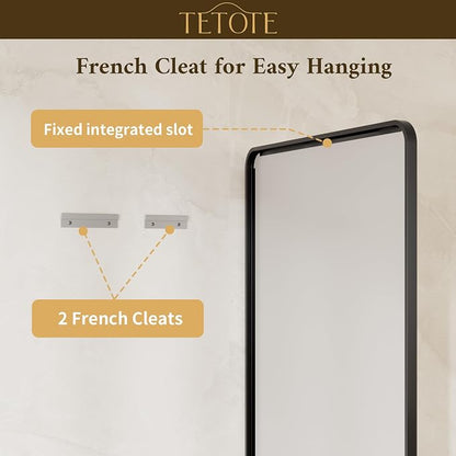 Black Vanity Mirror for Bathroom 40 x 24 Beveled Edge Tempered Glass, Rounded Corner Rectangle Wall Mirror for Modern Bathroom, Living Room, Bedroom, Entryway