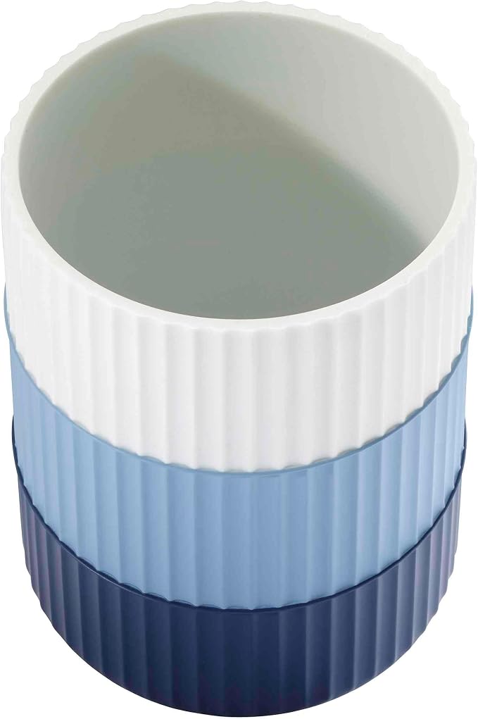 IZOD - Wastebasket, Trash Can for Home, Resin Bathroom Accessories, Dorm Room Essentials, Striped Bathroom Decor (Clubhouse Collection, Blue)