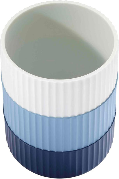 IZOD - Wastebasket, Trash Can for Home, Resin Bathroom Accessories, Dorm Room Essentials, Striped Bathroom Decor (Clubhouse Collection, Blue)