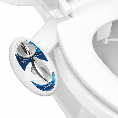 LUXE Bidet NEO 180 - Non-Electric Bidet Attachment for Toilet Seat, Blue | Dual Nozzle, Self-Cleaning, Adjustable Water Pressure, Rear & Feminine Wash, with Lever Control