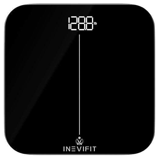 INEVIFIT Bathroom Scale, Highly Accurate Digital Bathroom Body Scale, Measures Weight up to 400 lbs. Includes Batteries