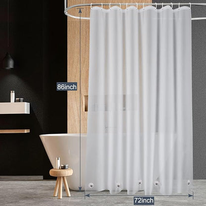 EurCross Frosted Extra Long Shower Curtain Liner 86 inch Long Length, Waterproof Opaque PEVA Plastic Shower Liner for Bathroom 72x86 inch with 5 Bottom Magnets No Smells with Rustproof Grommets