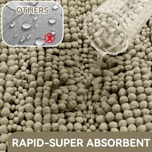 Bcoimo Bath Rug Mat,36x24 Chenille High Absorbent Latte Bathrom Floor Mats