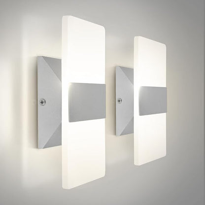 ASD 8 Inch Indoor LED Wall Sconce - 10W 2700K-5000K Dimmable Brushed Nickel Wall Sconce Lights for Living Room, Bedroom, Bathroom, Hallway - Modern Wall Sconces Hardwired, ETL Interior Light, Set of 2