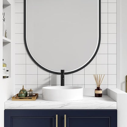 Vessel Sink 18.7x18.7 Inch, Round Ceramic Bathroom Vessel Sink, Thin-Rim Drop-In Above Counter Vanity Sink, White Wash Basin Bowl