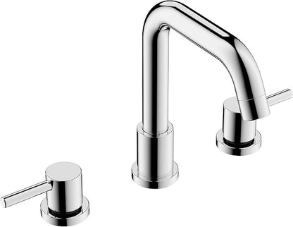 Two Handles Widespread 8 inch Bathroom Faucet,Split Lavatory Sink Faucet,Pop Up Drain,cUPC Supply Line,360°Swivel Spout,7-Shape Tube Chrome Plated