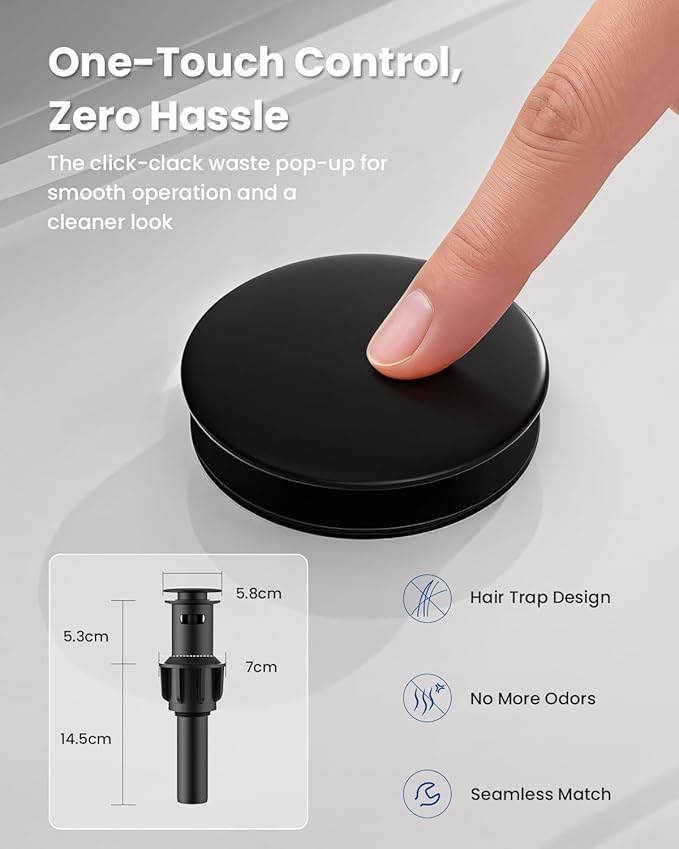 APPASO Bathroom Sink Faucet, Single Hole Sink Faucet Spot Resist with Optional Deck Plate for 1 to 3 Hole Installation, Single Handle Vintage Design with Pop Up Drain for Vanity,Matte Black
