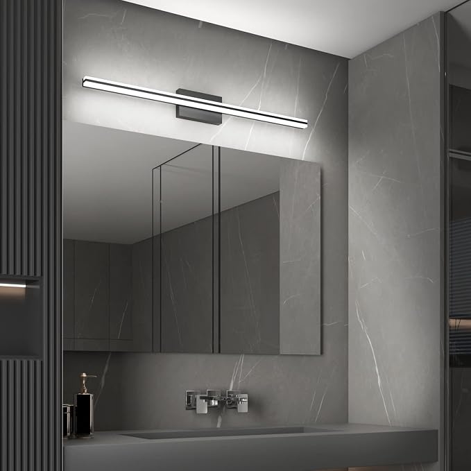 SOLFART Bathroom Vanity Lights Over Mirror 25W Dimmable LED Lights for Bathroom Matte Black 40 Inch Wall Lights