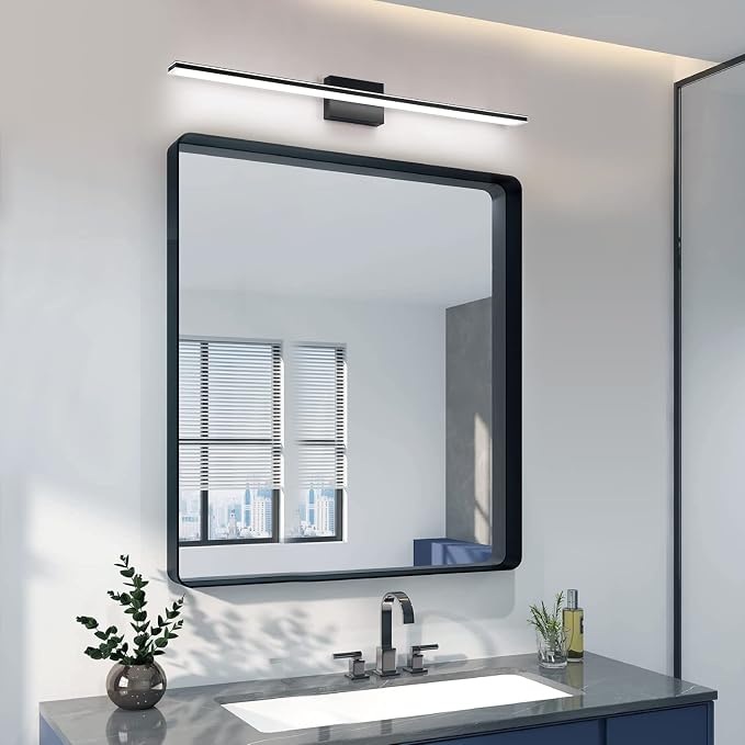 LED Bathroom Light Fixtures 28W Bath Room Lamps 40" Over The Mirror Lighting Fixture for Bathroom Matte Black Wall Lights Above Mirror 6000K