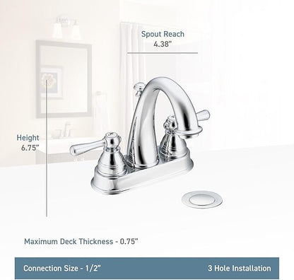 Moen 6121WR Kingsley Two-Handle High-Arc Bathroom Centerset Faucet with Drain Assembly, Wrought Iron