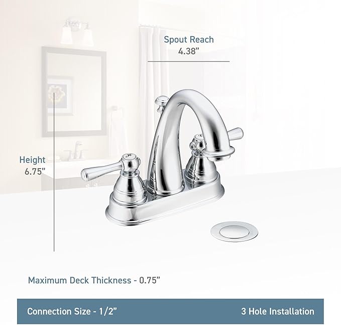 Moen Kingsley Chrome Two-Handle High Arc Bathroom Faucet, 6121