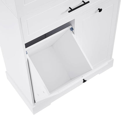 72.6" Storage Cabinet with Drawer and Door Shelf, Tilt-Out Laundry Hamper, Tall Freestanding Pantry Organizer Rack for Kitchen, Living Room or Bathroom, White