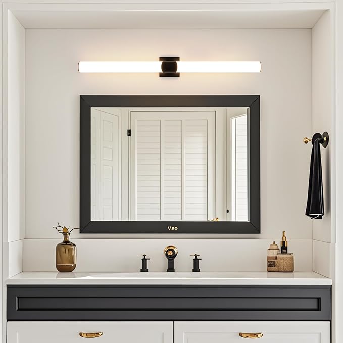 39" Black Bathroom Vanity Lights, Wall Sconce with Acrylic Shade | Modern Wall Light for Bathroom Bedroom Living Room Hallway