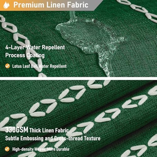 BTTN Emerald Green Boho Farmhouse Linen Heavy Duty Shower Curtain, 72x72