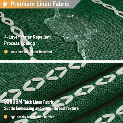 BTTN Emerald Green Boho Farmhouse Linen Heavy Duty Shower Curtain, 72x72