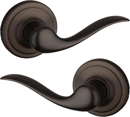 Kwikset Tustin Interior Passage Door Handle, Lever For Closet and Hallway Doors, Reversible Non-Locking Handle Lever, Venetian Bronze, with Microban Protection