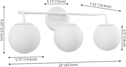 JONATHAN Y 25" White Modern Globe Wall Sconce Vanity Light for Bathroom, White Frosted Glass Shade, Midcentury Parisian Bistro Wall Lamp, LED Bulb Included (JYL3536D)