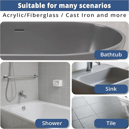 DWIL Tub Paint, Tub and Tile Refinishing Kit with Tools, White Bathtub Paint Water Based &Low Odor, Easy to Use for Sink Bathroom Shower, Light Grey, 25-30sq.ft