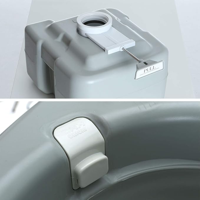 Portable Toilet 5.3 Gallons 20L Piston Pump Flush Effortless Travel Potty Cleaning Detachable Tanks for Camping RV Hiking Trips and Boating