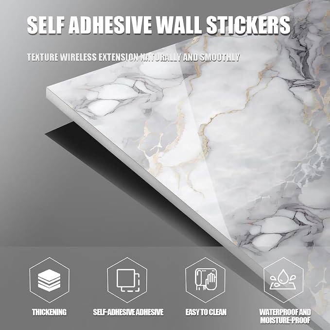 Chejiaye Thick 10pcs Marble Peel and Stick Backsplash Surface Waterproof Wall Panels,Self-Adhesive Marble PVC Foam Wall Panels for Kitchen, Bathroom - 11.8"x11.8" Kitchen Tile(Not Real Tiles,Blue)