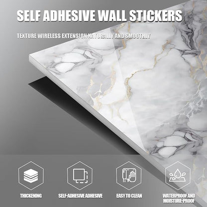 Chejiaye Thick 10pcs Marble Peel and Stick Backsplash Surface Waterproof Wall Panels,Self-Adhesive Marble PVC Foam Wall Panels for Kitchen, Bathroom - 11.8"x11.8" Kitchen Tile(Not Real Tiles,Blue)